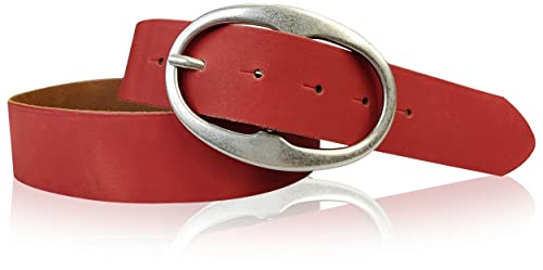 FRONHOFER Gürtel Damen 4 cm, große ovale Schnalle in altsilber, echt Leder Gürtel Damen 18343, Größe:Körperumfang 100 cm/Gesamtlänge 115 cm, Farbe:Rot von FRONHOFER