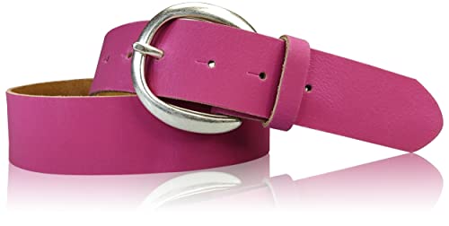 FRONHOFER Gürtel Damen 4 cm Ledergürtel, Damengürtel, runde Gürtelschnalle silber, 18004, Größe:Körperumfang 95 cm/Gesamtlänge 110 cm, Farbe:Pink von FRONHOFER