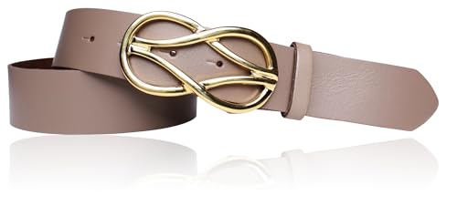FRONHOFER Gürtel Damen 4 cm mit goldener Schmuckschnalle, echt vergoldet, 19049, Größe:Körperumfang 85 cm/Gesamtlänge 100 cm, Farbe:Taupe von FRONHOFER