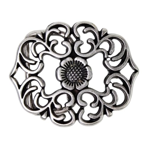 FRONHOFER Gürtelschnalle florales Muster, Damen Buckle Schnalle Blumenmuster Silber, 3,5 cm, 18329, Größe:One Size, Farbe:Silber von FRONHOFER