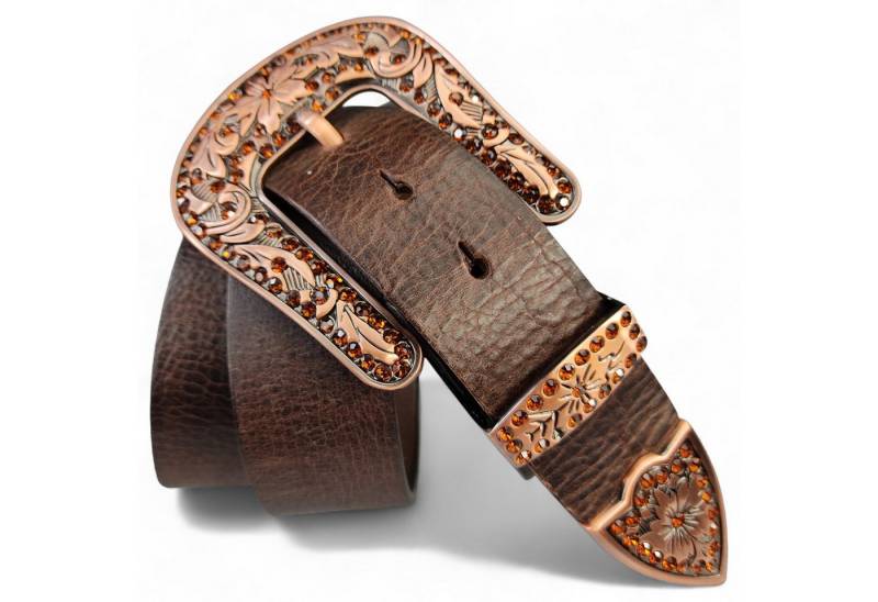 FRONHOFER Hüftgürtel 18686 (1-St) Western Damengürtel 4 cm Strass Gürtelschnalle Kupfern, Country Gürtel von FRONHOFER