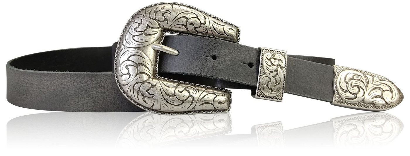 FRONHOFER Hüftgürtel 18785 Westerngürtel 3 cm für Damen, 3-teilige Western Schnalle, silbern von FRONHOFER