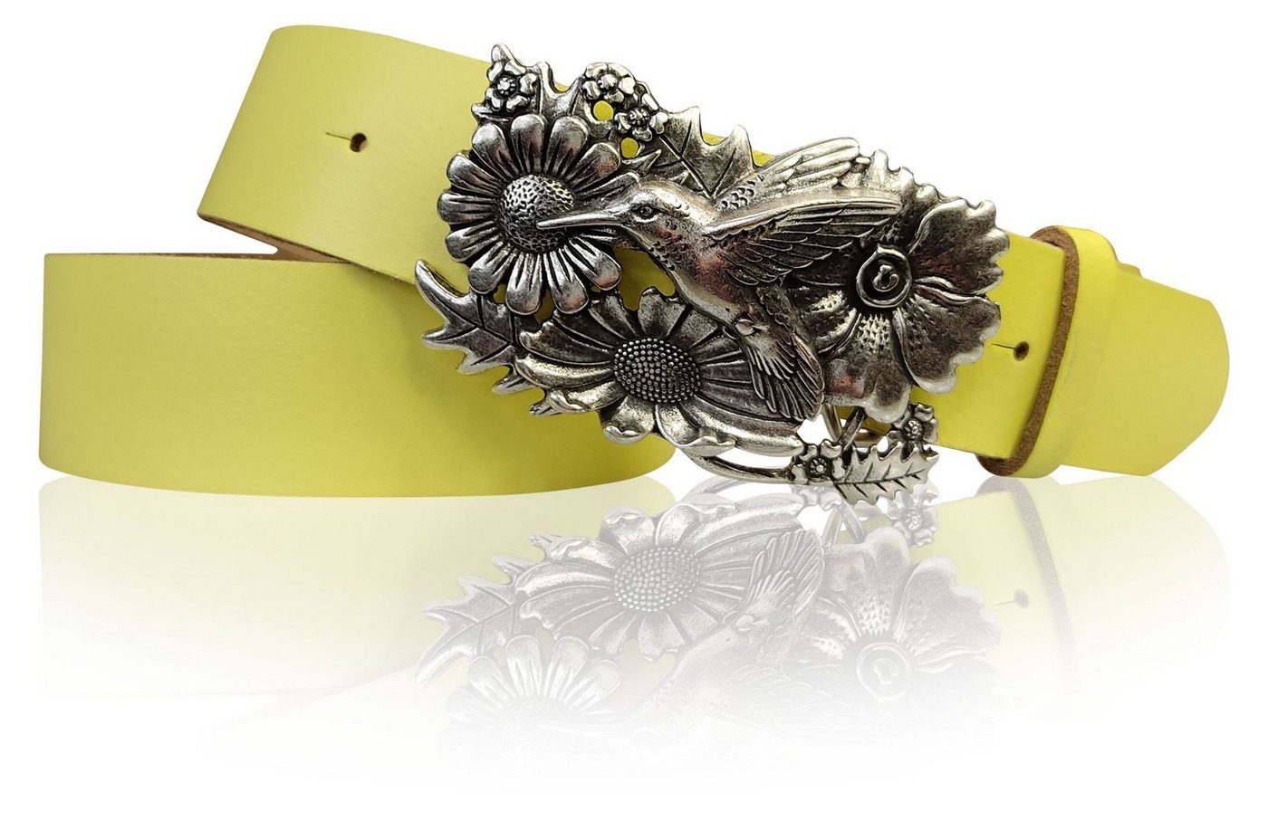 FRONHOFER Koppelgürtel 18171 Damengürtel, Kolibri Vogel Schnalle, Buckle silber, Ledergürtel von FRONHOFER