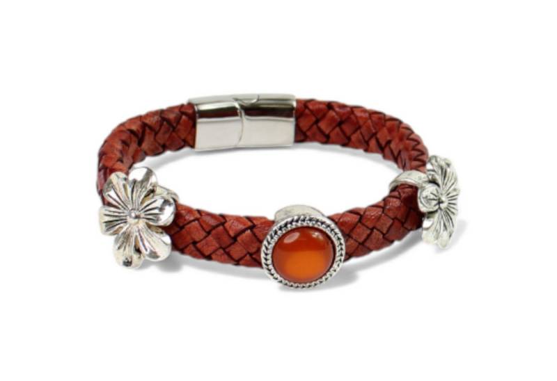 FRONHOFER Lederarmband 19459, Damen Armband, echt Lederband, Edelstahl Verschluss, Metall Zierteile von FRONHOFER