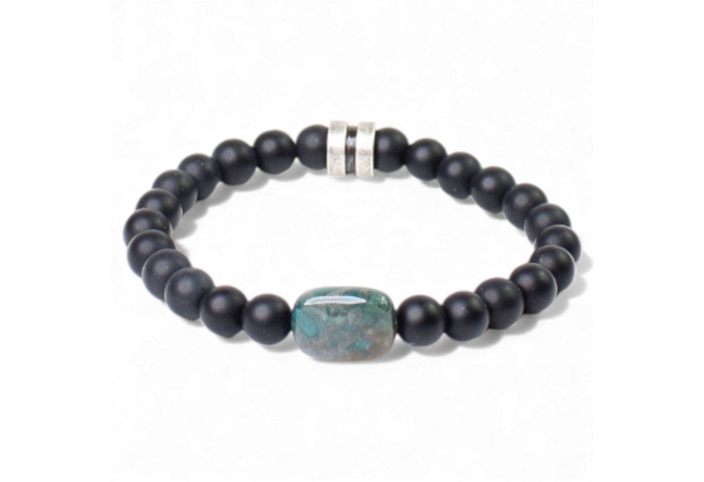 FRONHOFER Perlenarmband 19461, elastisches Herren Armband, Natur- und Lavasteinperlen, Metallteile von FRONHOFER