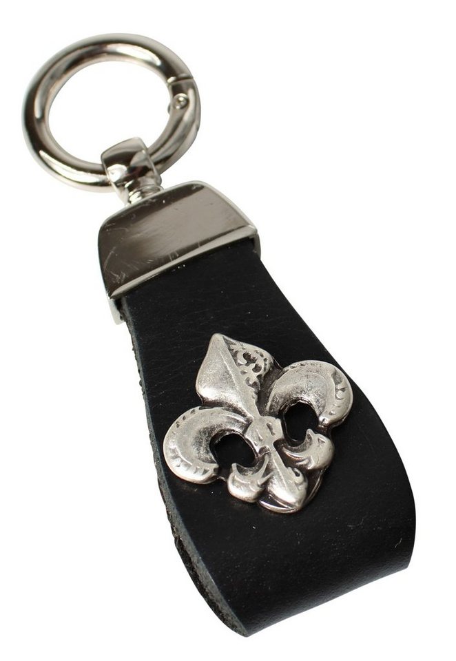 FRONHOFER Schlüsselanhänger 18763, Schlüsselanhänger aus Vollrindleder mit Lilie antik silber von FRONHOFER