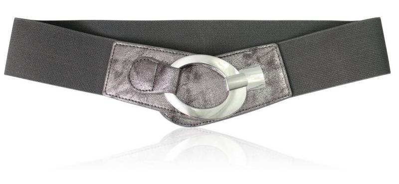 FRONHOFER Stretchgürtel 18942 (1-St) Breiter Stoff-Taillengürtel, silberne Gürtelschnalle, Kunstleder von FRONHOFER