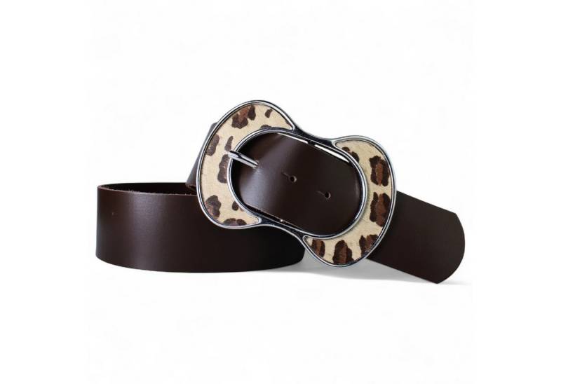 FRONHOFER Taillengürtel 19157 (1-St) 5 cm breiter Ledergürtel aus Rindleder, Taillengürtel, Leopard Muster von FRONHOFER