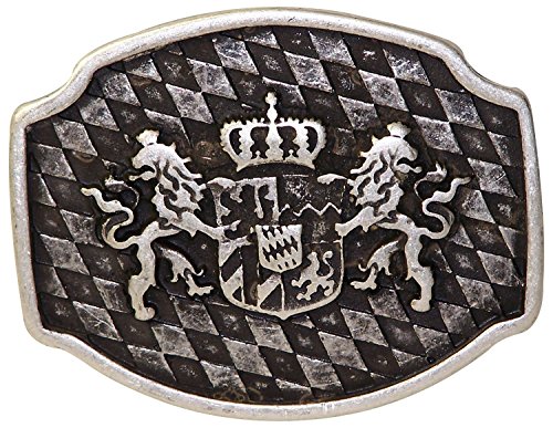 FRONHOFER Trachten Gürtelschnalle Bayern altsilber Buckle 40 mm, 4 cm Bayerisches Wappen Löwen Silber Schnalle,18209, Größe:One Size, Farbe:Silber von FRONHOFER