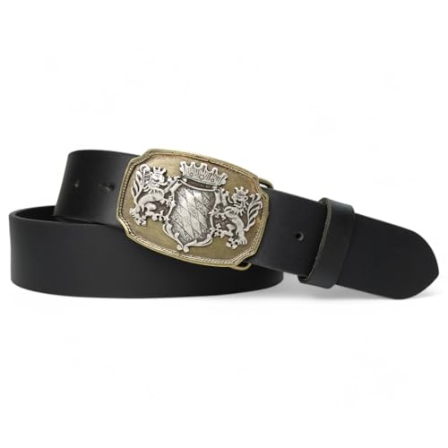 FRONHOFER Trachtengürtel zweifarbig mit Bayern Wappen, echt Leder, 17110, Größe:Körperumfang 95 cm/Gesamtlänge 110 cm, Farbe:Schwarz von FRONHOFER