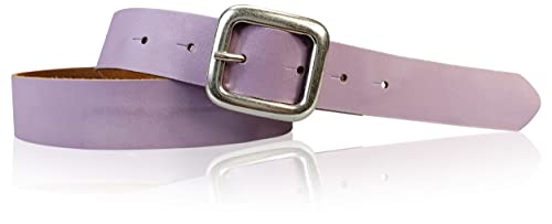 FRONHOFER basic Jeansgürtel 3 cm mit quadratischer silberner Schnalle, echt Ledergürtel, 18731, Größe:Körperumfang 90 cm/Gesamtlänge 105 cm, Farbe:Lavendel von FRONHOFER