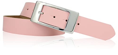 FRONHOFER klassischer Gürtel Damen Echtledergürtel ca 3,5 cm Dornschließe rechteckig matt silberfarbig, 18263, Größe:Körperumfang 85 cm/Gesamtlänge 100 cm, Farbe:Candy von FRONHOFER
