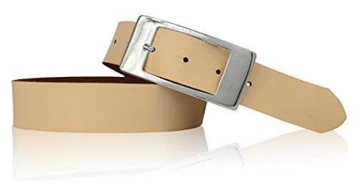 FRONHOFER klassischer Gürtel Damen Echtledergürtel ca 3,5 cm Dornschließe rechteckig matt silberfarbig, 18263, Größe:Körperumfang 90 cm/Gesamtlänge 105 cm, Farbe:Peach von FRONHOFER