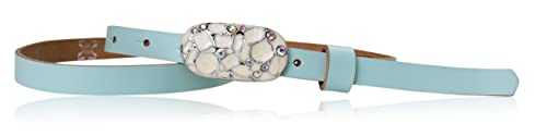 FRONHOFER schmaler Damengürtel, Mosaik Schnalle, mit Strasssteinchen, 1,5 cm, 18913, Größe:Körperumfang 95 cm/Gesamtlänge 110 cm, Farbe:Aqua von FRONHOFER