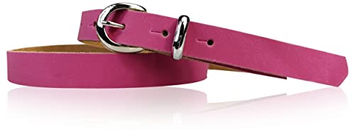 FRONHOFER schmaler Damengürtel 2 cm, silbern glänzende Schnalle und Schlaufe, echt Leder, 18992, Größe:Körperumfang 85 cm/Gesamtlänge 100 cm, Farbe:Pink von FRONHOFER