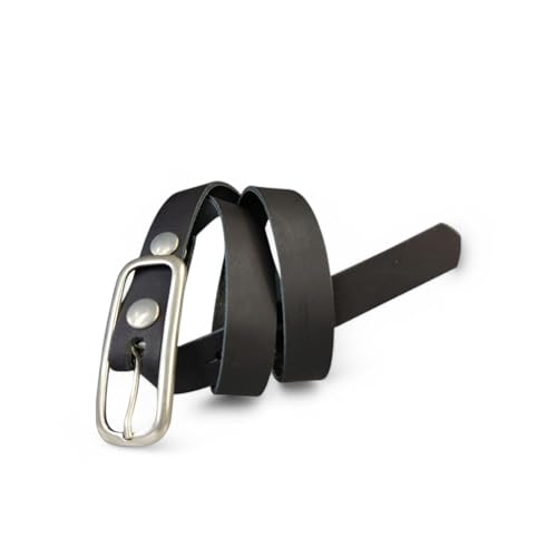 FRONHOFER schmaler Gürtel Damen 2 cm mit schmaler länglicher Gürtelschnalle in Silber, 18646, Größe:Körperumfang 110 cm/Gesamtlänge 125 cm, Farbe:Schwarz von FRONHOFER