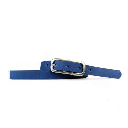 FRONHOFER schmaler Gürtel Damen 2 cm mit schmaler länglicher Gürtelschnalle in Silber, 18646, Größe:Körperumfang 85 cm/Gesamtlänge 100 cm, Farbe:Kobalt von FRONHOFER