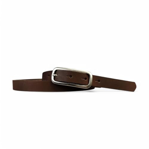 FRONHOFER schmaler Gürtel Damen 2 cm mit schmaler länglicher Gürtelschnalle in Silber, 18646, Größe:Körperumfang 95 cm/Gesamtlänge 110 cm, Farbe:Dunkelbraun von FRONHOFER