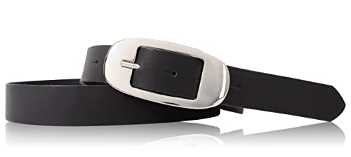 FRONHOFER schöner Gürtel 3 cm in Sommerfarben, Gürtel Damen, Ledergürtel mit ovaler Gürtelschnalle, 17651, Größe:Körperumfang 85 cm/Gesamtlänge 100 cm, Farbe:Schwarz von FRONHOFER