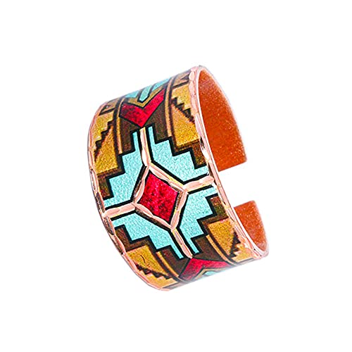 COPPER REFLECTIONS Amerikanischer Ureinwohner Southwest Rings Geometrisches Motiv, Crimson. Verstellbare handgefertigte Kupferringe. von FRONT LINE JEWELRY