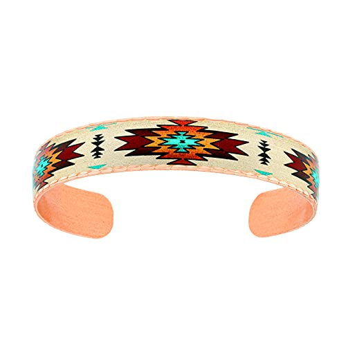 Handgefertigtes Kupfer-Manschetten-Armband für Unisex, Southwest Sonne Burst Design - Indianerarmbänder dünne Manschette verstellbar von FRONT LINE JEWELRY