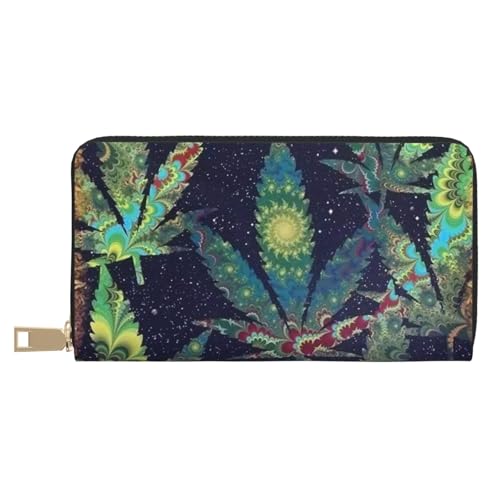 FROON A Puff in Time Weed Lange Kunstleder-Clutch, schick, stilvolle Damen-Geldbörsen für moderne Frauen, großes Fassungsvermögen, Kartenhalter und Organizer-Taschen, strapazierfähige Geldbörse, von FROON