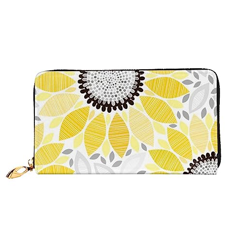 FROON Abstrakte Sonnenblumen Lange Kupplung Brieftasche Leder Geldbörsen Clutch Leder Brieftaschen Mode Leder Geldtasche Lange Bifold Leder Billfold, Schwarz , Einheitsgröße von FROON