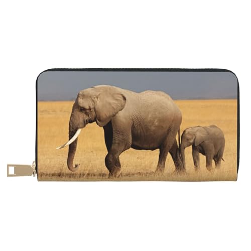 FROON African Elephant Long Faux Leather Clutch Chic Stylish Women's Wallets for Modern Women Large Capacity Card Holder and Organizer Pockets Durable Purse Handbag for Everyday Travel, weiß, von FROON