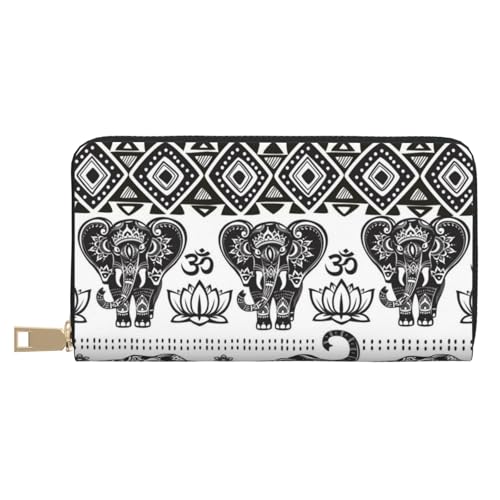 FROON Bohemian Elephant Pattern Long Faux Leather Clutch Chic Stylish Women's Wallets for Modern Women Large Capacity Card Holder and Organizer Pockets Durable Purse Handbag for Everyday Travel, weiß, von FROON
