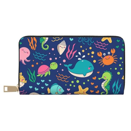 FROON Cartoon-Seefisch-lange Kunstleder-Clutch, schick, stilvolle Damen-Geldbörsen für moderne Frauen, große Kapazität, Kartenhalter und Organizer-Taschen, strapazierfähige Geldbörse, Handtasche für von FROON