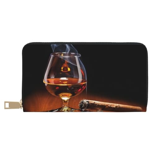 FROON Cigar and Whiskey Long Faux Leather Clutch Chic Stylish Women's Wallets for Modern Women Large Capacity Card Holder and Organizer Pockets Durable Purse Handbag for Everyday Travel, weiß, von FROON