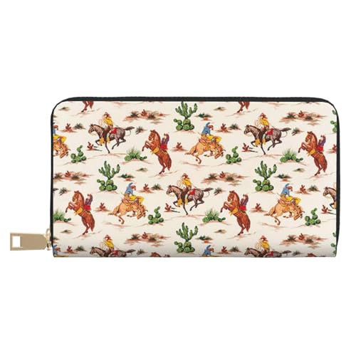 FROON Cowboy Ride Horse Long Faux Leather Clutch Chic Stylish Women's Wallets for Modern Women Large Capacity Card Holder and Organizer Pockets Durable Purse Handbag for Everyday Travel, weiß, von FROON