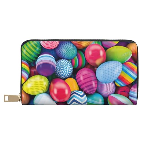 FROON Easter Eggs Long Faux Leather Clutch Chic Stylish Women's Wallets for Modern Women Large Capacity Card Holder and Organizer Pockets Durable Purse Handbag for Everyday Travel, weiß, Einheitsgröße von FROON