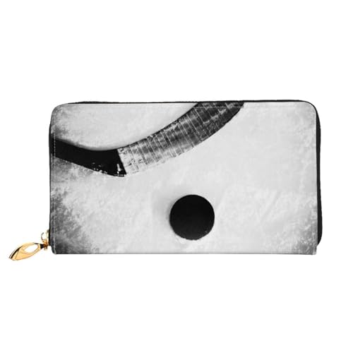 FROON Eishockey Kunst Lange Clutch Geldbörse Leder Geldbörsen Clutch Leder Geldbörsen Mode Leder Geldtasche Lange Bifold Leder Billfold, Schwarz , Einheitsgröße von FROON