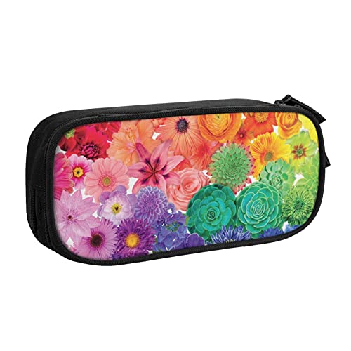 FROON Federmäppchen für Schule, Bürobedarf, Regenbogenblumen, großes Fassungsvermögen, Federmäppchen für Studenten, Schreibwaren-Tasche, Schreibtisch-Organizer mit glattem Reißverschluss, tragbarer von FROON