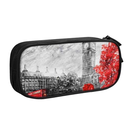 FROON Federmäppchen für Schule, Bürobedarf, rote Londoner Straße, großes Fassungsvermögen, Federmäppchen für Studenten, Schreibwaren-Tasche, Stiftebox, Schreibtisch-Organizer mit glattem von FROON
