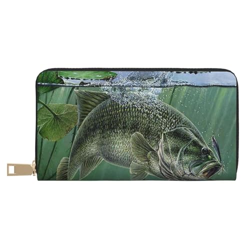 FROON Fish with A Lure Long Faux Leather Clutch Chic Stylish Women's Wallets for Modern Women Large Capacity Card Holder and Organizer Pockets Durable Purse Handbag for Everyday Travel, weiß, von FROON