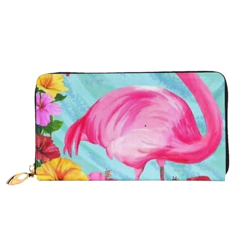 FROON Flamingo Blumen Lange Clutch Geldbörse Leder Geldbörsen Clutch Leder Geldbörsen Mode Leder Geldtasche Lange Bifold Leder Billfold, Schwarz , Einheitsgröße von FROON