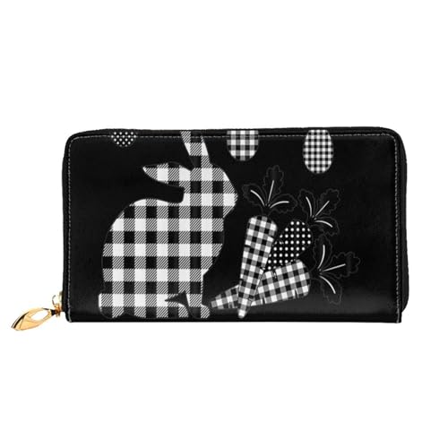 FROON Frohe Ostern Lange Clutch Geldbörse Leder Geldbörsen Clutch Leder Geldbörsen Mode Leder Geldtasche Lange Bifold Leder Billfold, Schwarz , Einheitsgröße von FROON