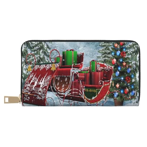 FROON Frohe Weihnachten Weihnachtsmann-Geschenk, lange Kunstleder-Clutch, schick, stilvolle Damengeldbörsen für moderne Frauen, großes Fassungsvermögen, Kartenhalter und Organizer-Taschen, von FROON