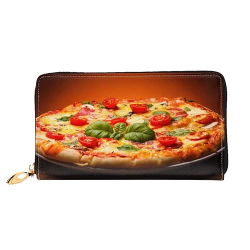 FROON Große Pizza Lange Clutch Geldbörse Leder Geldbörsen Clutch Leder Geldbörsen Mode Leder Geldtasche Lange Bifold Leder Billfold, Schwarz , Einheitsgröße von FROON