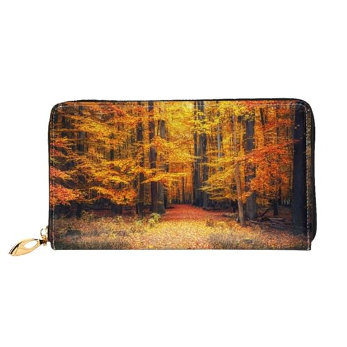 FROON Herbst Landschaft Hintergrund Lange Kupplung Brieftasche Leder Geldbörsen Clutch Leder Geldbörsen Mode Leder Geldtasche Lange Bifold Leder Billfold, Schwarz , Einheitsgröße von FROON