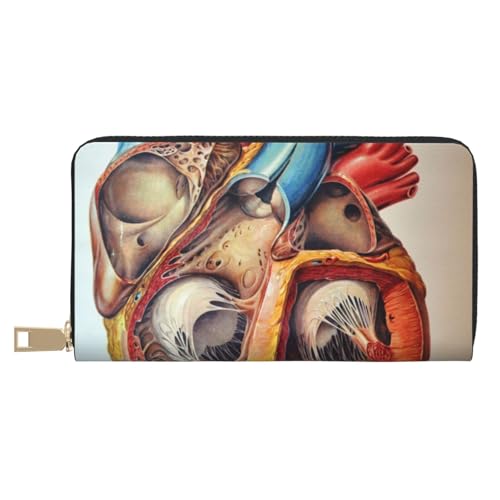 FROON Human Anatomy Heart Chart Long Faux Leather Clutch Chic Stylish Women's Wallets for Modern Women Large Capacity Card Holder and Organizer Pockets Durable Purse Handbag for Everyday Travel, weiß, von FROON