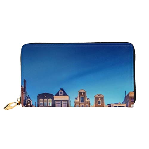 FROON Lange Handheld Leder Geldbörse Mode Amsterdam Nachtsicht Brieftasche Business Leder Pocketbook Geldtasche für Geschenke, Schwarz , Einheitsgröße von FROON