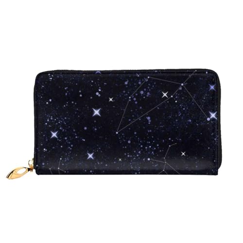 FROON Lange Handheld Leder Geldbörse Mode Blau Konstellation Galaxy Brieftasche Business Leder Pocketbook Geldtasche für Geschenke, Schwarz , Einheitsgröße von FROON