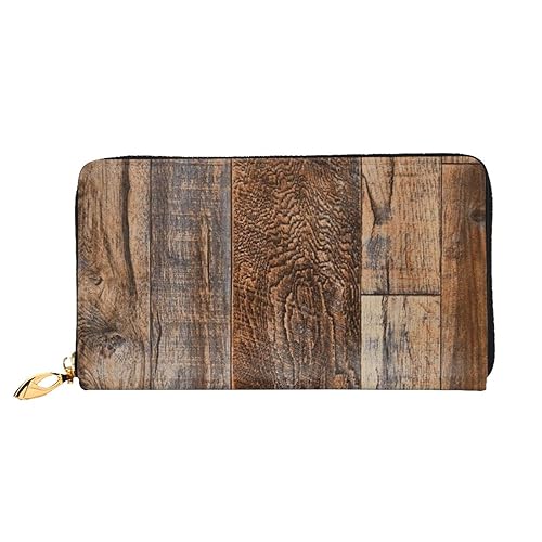 FROON Lange Handheld Leder Geldbörse Mode Braun Holz Brieftasche Business Leder Pocketbook Geldtasche für Geschenke, Schwarz , Einheitsgröße von FROON