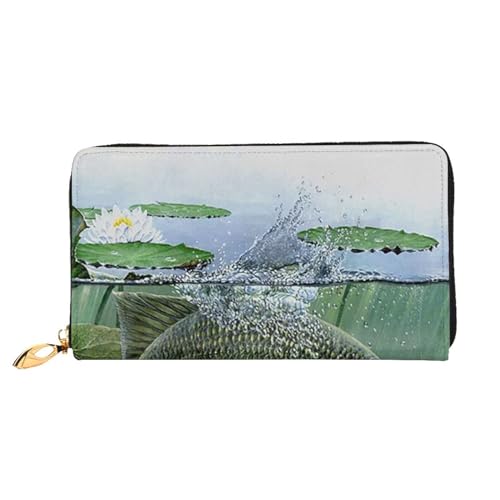 FROON Lange Handheld Leder Geldbörse Mode Fisch mit einem Köder Brieftasche Business Leder Pocketbook Geldtasche für Geschenke, Schwarz , Einheitsgröße von FROON