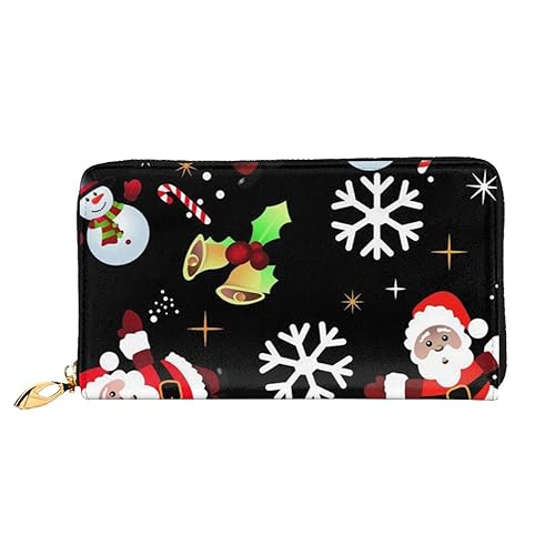 FROON Lange Handheld Leder Geldbörse Mode Frohe Weihnachten Brieftasche Business Leder Pocketbook Geldtasche für Geschenke, Schwarz , Einheitsgröße von FROON