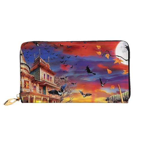 FROON Lange Handheld Leder Geldbörse Mode Halloween Schädel Brieftasche Business Leder Pocketbook Geldtasche für Geschenke, Schwarz , Einheitsgröße von FROON