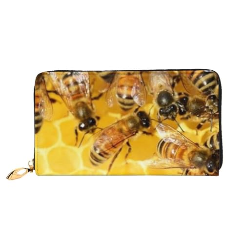 FROON Lange Handheld Leder Geldbörse Mode Nette Bienen Brieftasche Business Leder Pocketbook Geldtasche für Geschenke, Schwarz , Einheitsgröße von FROON